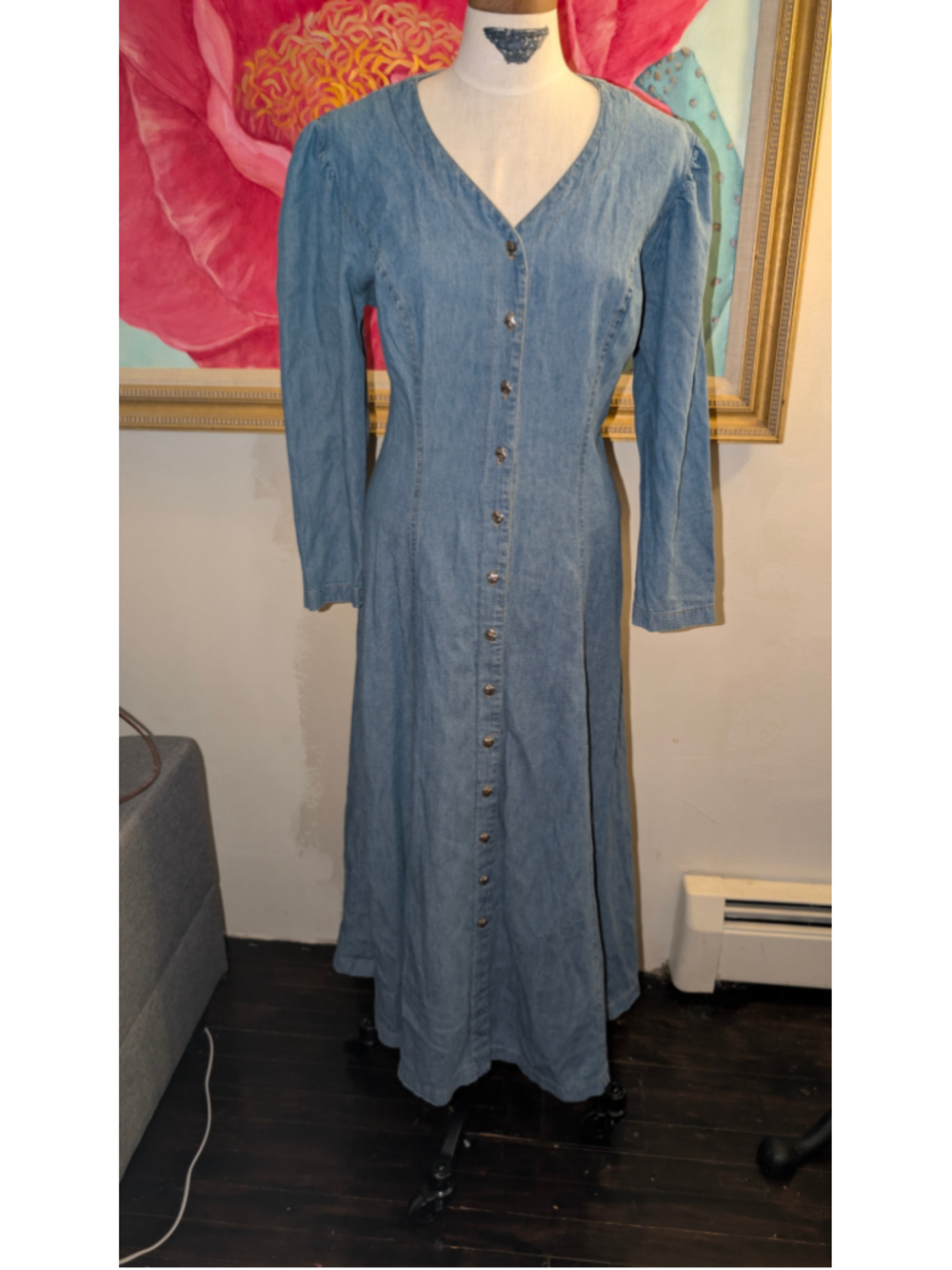 Vintage Fredericks of Hollywood Denim midi corset dress